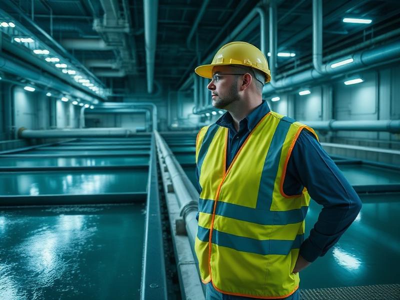 Engineer inspecting a water treatment facility